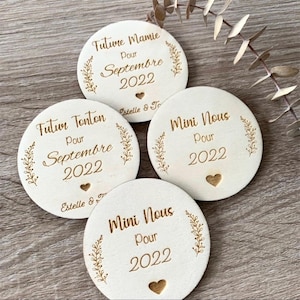 “Mini us” wooden pregnancy announcement magnet