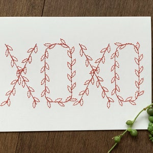 XOXO - Carte de vœux brodée