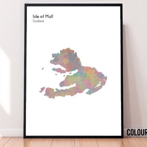 Isola di Mull / Stampa mappa dell'isola / Arte murale costiera / Minimalista / Decorazione da viaggio