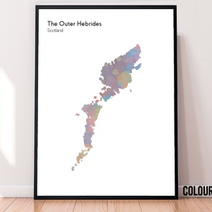 Outer Hebrides Print | Map | Island | Scotland | Gift | Print