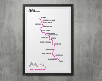 GR20 Print | Hiking | Trail Running | Hillwalking | Trail Map