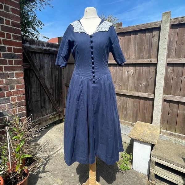 Vintage Laura Ashley Navy Sailor Dress