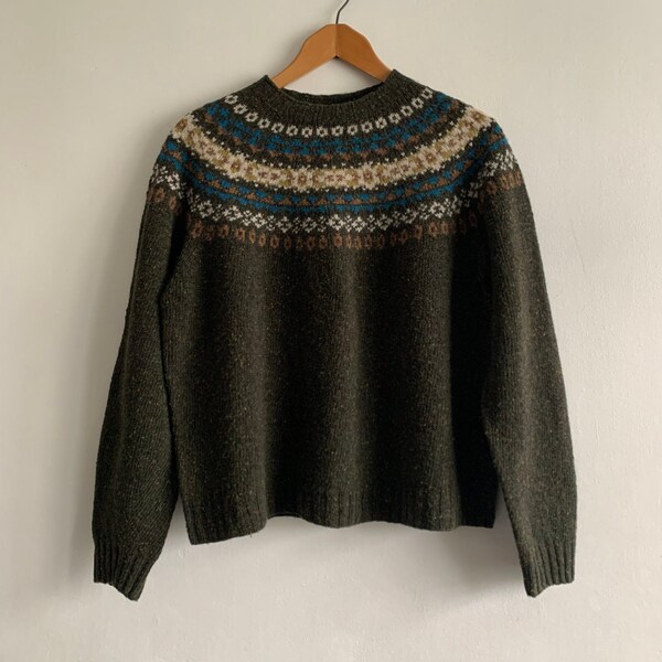 Vintage Green Fairisle Knit Cardigan