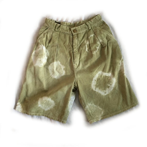 Vintage 70s BIBA green tie dye denim shorts