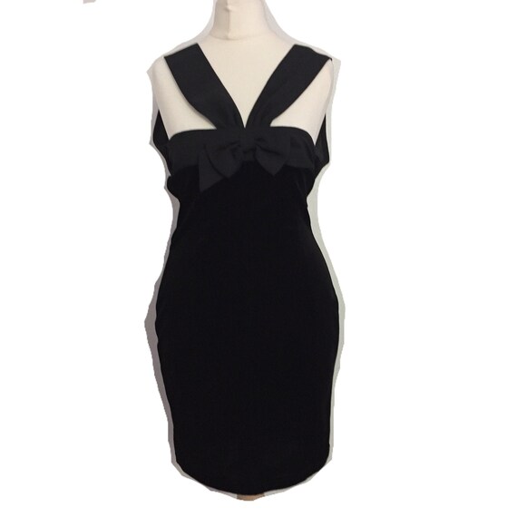 vintage black velour bodycon dress