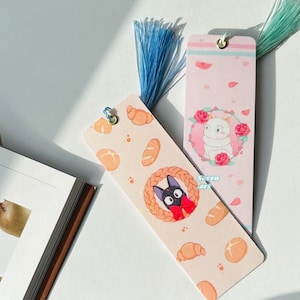 Bookmark, Japanese Bookmark, black cat, Essentials Bookmark, holographic, Books, reading, kawaii, double sided, love story
