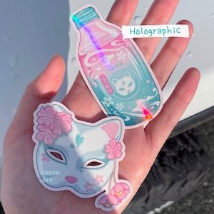 Sticker, Sakura Katze Sticker, Sommerkleidchen, eisig, Vinyl Aufkleber, wetterfest, Aufkleber
