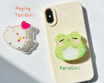 Phonegrip, Onigiri acrylic griptok, phone grip, frog, phone mount stand holder, tako, octopus
