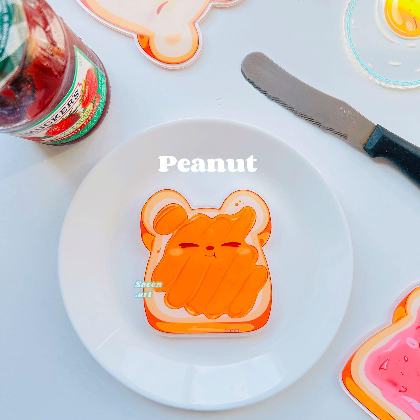 Acrylic Coasters, Beary Toasties, Toast, PB&J, Breakfast Coasters