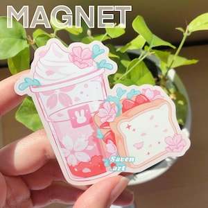Magnet, Cherry Blossom, Lunch, Peach Juice, milk carton