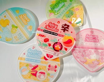 Acrylic Coasters, cup noodle, shin ramen, drinkware, cute anime style, cute fun coaster