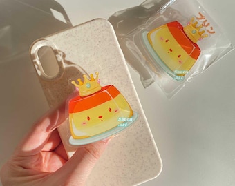 Phone grip, Acrylic griptok, phonegrip, pudding, phone mount stand holder, purin, Japanese Custard Pudding, プリン
