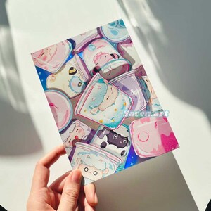 Impressão de arte, algodão doce, ovelha fofa, impressão holográfica, impressão 5 x 7