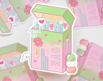Sticker, Love Pocky, Stickers dango, Sticker vinyle résistant aux intempéries, Stickers brillants découpés, Sakura, Sakura Mochi, fleurs de cerisier