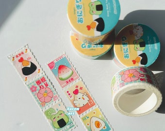 Stamp washi tape, food washi, Onigiri tape, journaling things