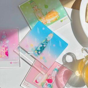 Acrylic Coasters, Sakura coaster, drinkware, cute anime style, Japan summer festival, cute fun coaster, cherry blossom