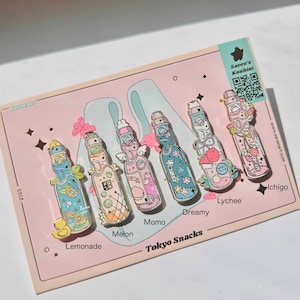 Enamel pin, Tokyo Snacks, ramunes, cute enamel pins, foodie pins, kawaii lapel pin