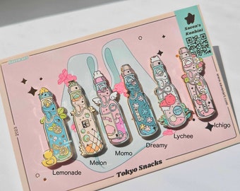 Tokyo Snacks, ramunes, cute enamel pins, foodie pins, kawaii lapel pin