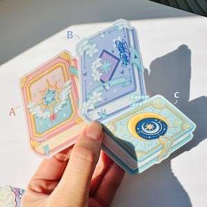 Autocollant, livres de sorts, pouvoir de la lune, papillon, mat, autocollant en papier vinyle résistant aux intempéries, autocollants brillants découpés