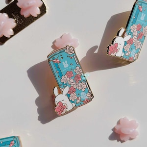 Enamel pin, Sakura Soda Enamel Pins, Gingko Leaf, Cherry blossom, Soda Enamel Pin