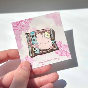 Enamel pin, AkoBuns Senbei, Tokyo Snacks, cherry blossom snacks, cute enamel pins, foodie pins, kawaii lapel pin, Sakura things