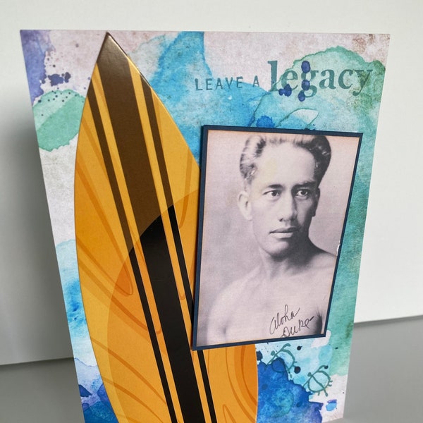 Surf Legend, Gold Medalist, Duke Kahanamoku, Aloha Legacy, Waterman, Vintage Surfboard, By the Sea Card, Endless Summer, Ocean Art, Honu Art