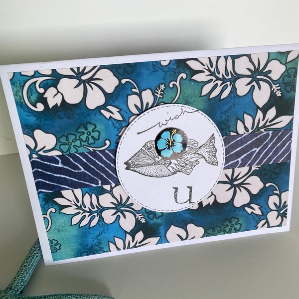 Hawaiian Triggerfish Birthday Card, Humu Aloha Greetings, Ocean Blue Planet, Maritime Nautical, By the Sea, Ocean Reef Collage, Blue Hawaii