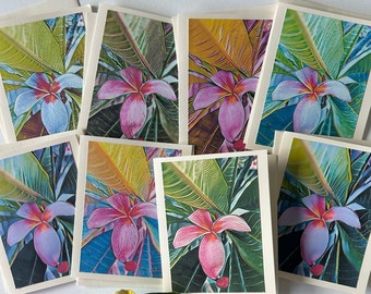 Hawaii Plumeria Notecard Set: Tropical Floral Aloha Gift, Island Plant Life