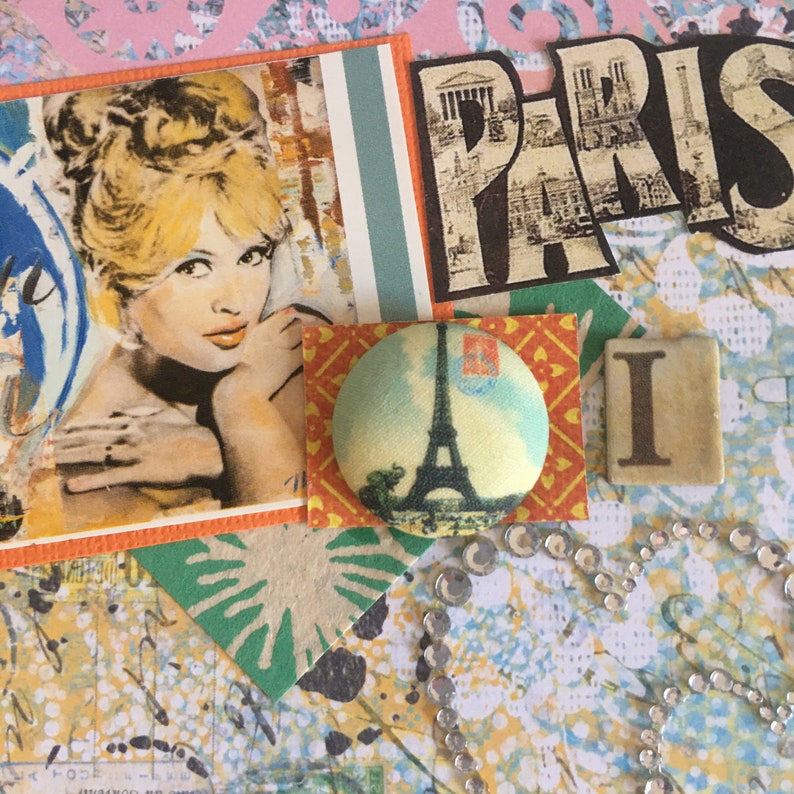 Mixed Ephemera Bohemian Romance Card Altered Art Valentines Ephemera Retro Love Card I love Paris Card Greeting Card Romance Card