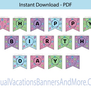 Happy Birthday Balloons Printable Banner - Instant download PDF Digital File for Birthday Party