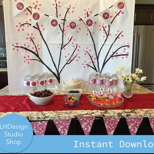 Japan Flag Printable Banner - Japanese Party Bunting - PDF - Instant ...