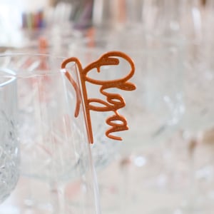 Personalized glass markers for all types of glass (wine glasses, water glasses, whiskey glasses, etc.) can also be used as name tags