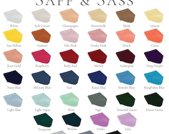 Fabric Swatches x 3 in over 37 Saff & Sass Colours for Bridesmaid, Flowergirl and Wedding Party clothing