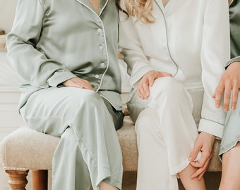 Sage Green Personalised Wedding Bridesmaid Pyjamas Women’s Sage Green Pyjamas Women’s Gift Bridal party and Bridal Gift