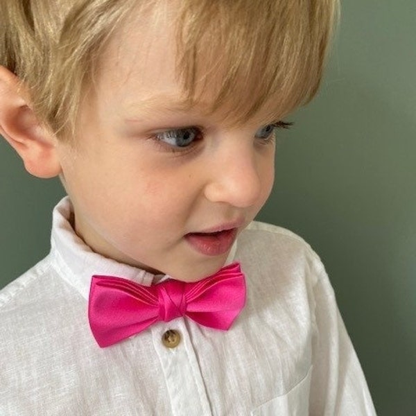 Bright Pink Hot Pink Bow Tie for Boys Page Boys Groomsmen Children Teenagers Toddler Baby Velcro Pretied Adjustable Bow Tie Ages 1-14