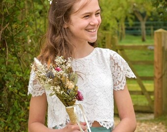 Junior Bridesmaid Lace Top with Cap sleeves -  ages 6-16 and custom sizes