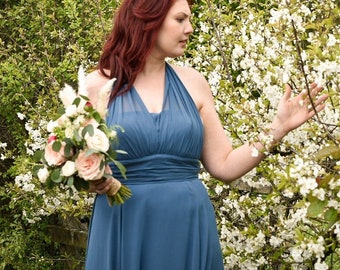 Teal Long Multiway Chiffon Brautjungfern Kleid in 35+ Farben erhältlich in den Größen 4-32 und individuellen Größen