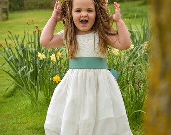 Cinturón de faja verde salvia para vestido de niña de flores, vestido de dama de honor, vestido de niñas de comunión de bautizo con faja de color