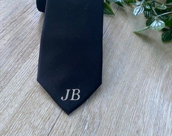 Schwarz Herren Krawatte Vatertag Bräutigam Hochzeitstag Geschenk Personalisierte Herren Krawatte Accessoire