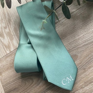 Sage Green Men's Tie Fathers Day Grooms Wedding Day Gift Personalised Mens Necktie Accessory