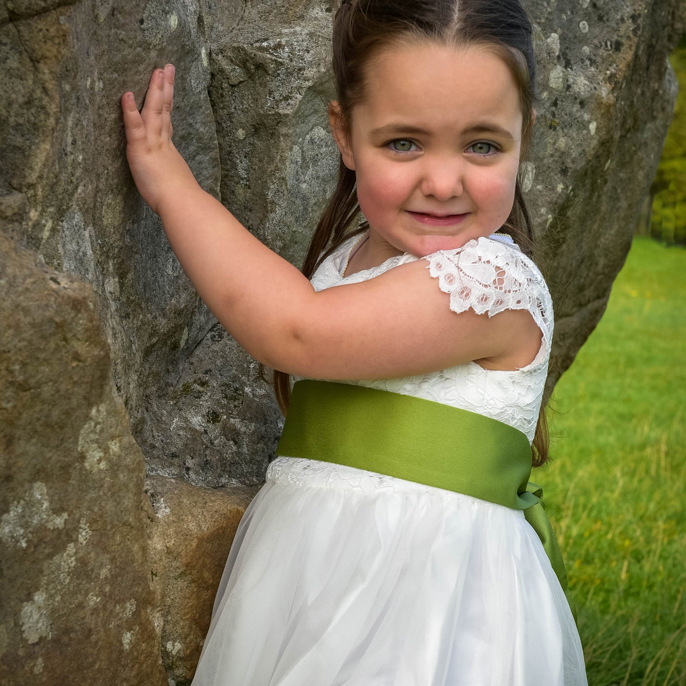 Little girl olive green dress top