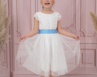 Powder Blue Sash Belt for Dress for Flower Girl, Junior Bridesmaid, Colour Sash in 40 colours, Wedding Christening Girl's Dress