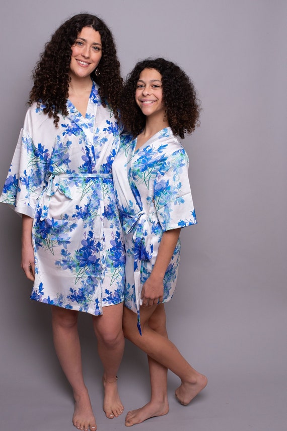 Blue Floral Dressing Gown Robe Kimono for Mothers Day Best