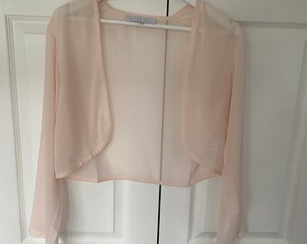 Pale Pink Chiffon Sheer Jacket for Bridal, Bridesmaid Mother of The Bride, Wedding Top,  Jacket, shirt, coverall, Bolero style