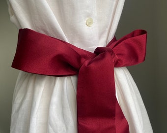 Merlot Claret Dark Red Sash Belt for Dress for Flower Girl, Junior Bridesmaid, Colour Sash in 35+ colours, Wedding Christening Girl's Dress