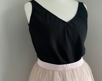 Black Silk Satin Bridesmaid Bridal Formal Event Thin Strap Camisole Top, Wedding Separate Top,  Camisole, Satin Shirt, Satin Vest