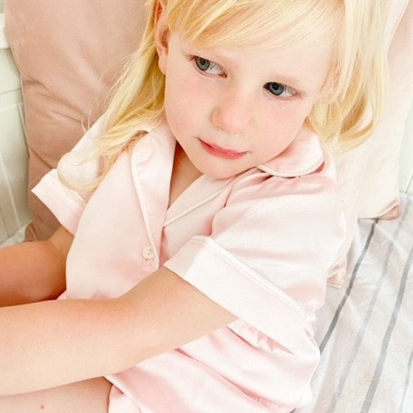 Satin Pajamas for Girls Pink Etsy
