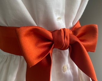 Auburn, Faja naranja oscura óxido para vestido para niña de flores, dama de honor junior, faja de color en 40 colores, faja de vestido de niña de bautizo de boda