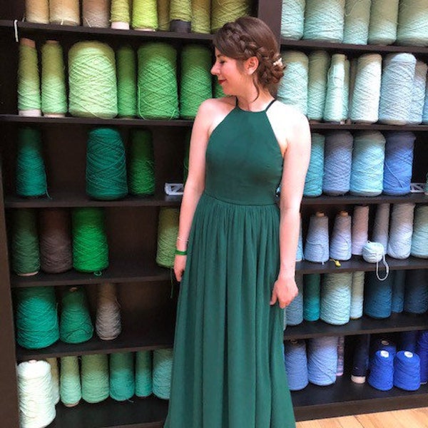 Forest Green Feathers 3/4 Sleeve Knit Dress main image 0
