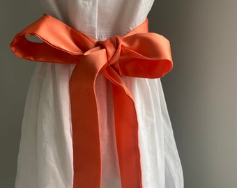 Coral Sash for Dress for Flower Girl, Junior Bridesmaid, Colour Sash in 40 colours, Wedding Christening Girl's Dress